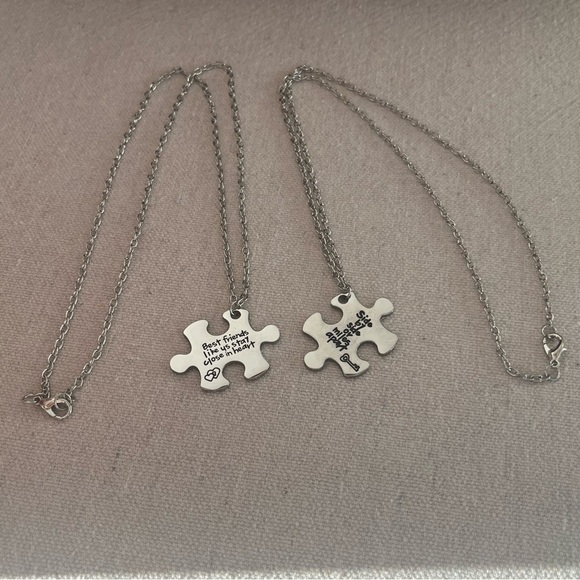 Silver Best Friend Puzzle Piece Necklaces - NWOT - 2 Piece Set - Picture 5 of 12